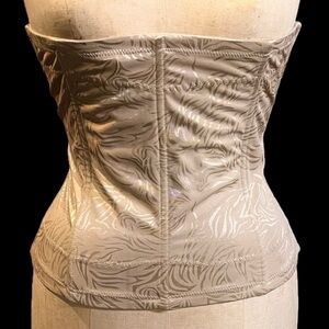 corset Flexees beige satin hook eye closure girdle lingerie‎ waspie shapewear